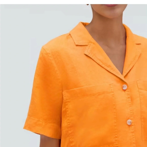 Everlane 100% linen size S orange button down shirt - Picture 2 of 6